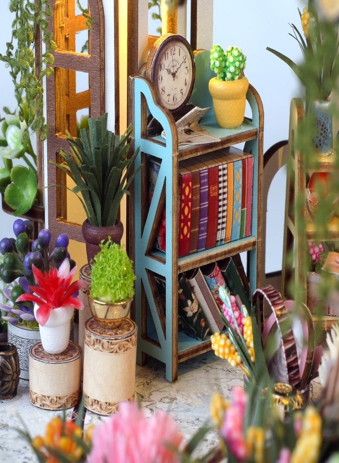 Hands Craft Greenhouse Oasis DIY Miniature House Kit with LED Lights - Outdoor Garden Gazebo 3D Puzzle and Bookshelf Decor - Wooden Craft Kit for Adults & Teens - Image 3